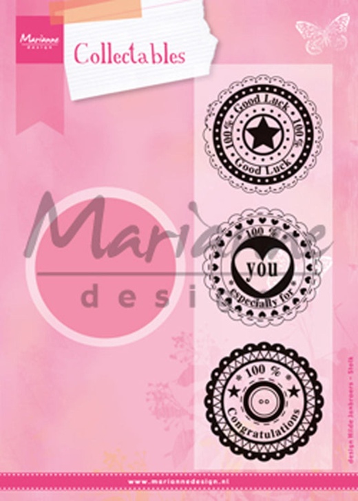 Marianne Design: Collectables Die & Stamp Set - Circle Die & Sentiments