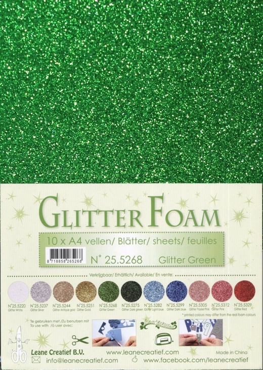 10 Glitter Foam Sheets A4 Green