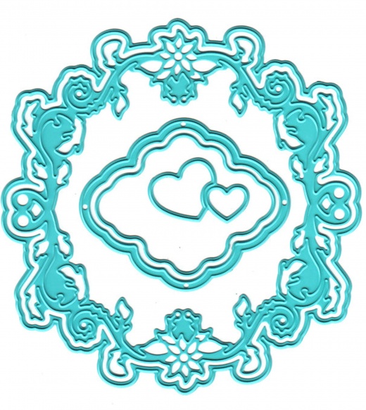 Vintasia Dies - Round Frame With Hearts