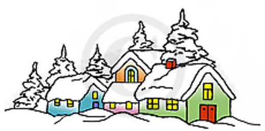 Winter Village Mini Rubber Cling Stamp