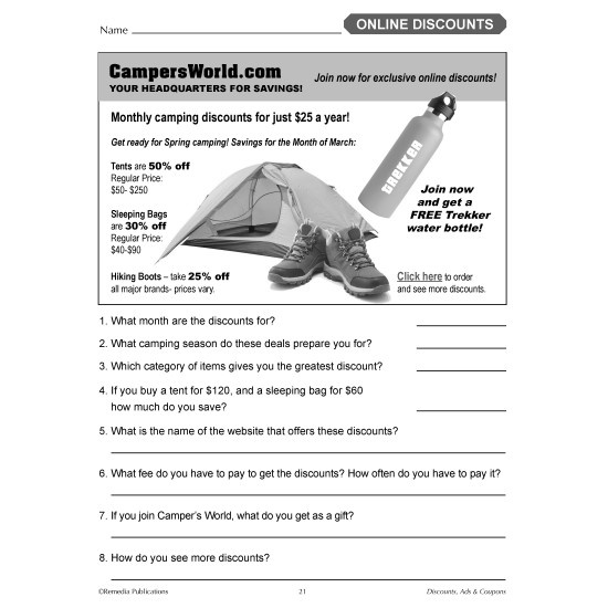 Ads & Coupons: Consumer Life Skills Activities