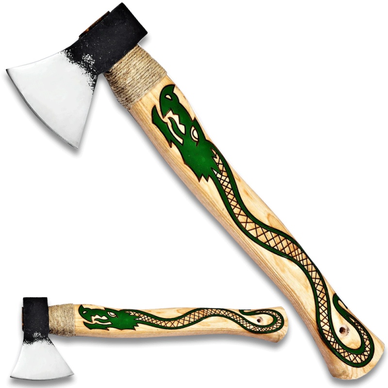 White Deer Hand Forged Green Dragon Axe With Custom Carbon Steel Head