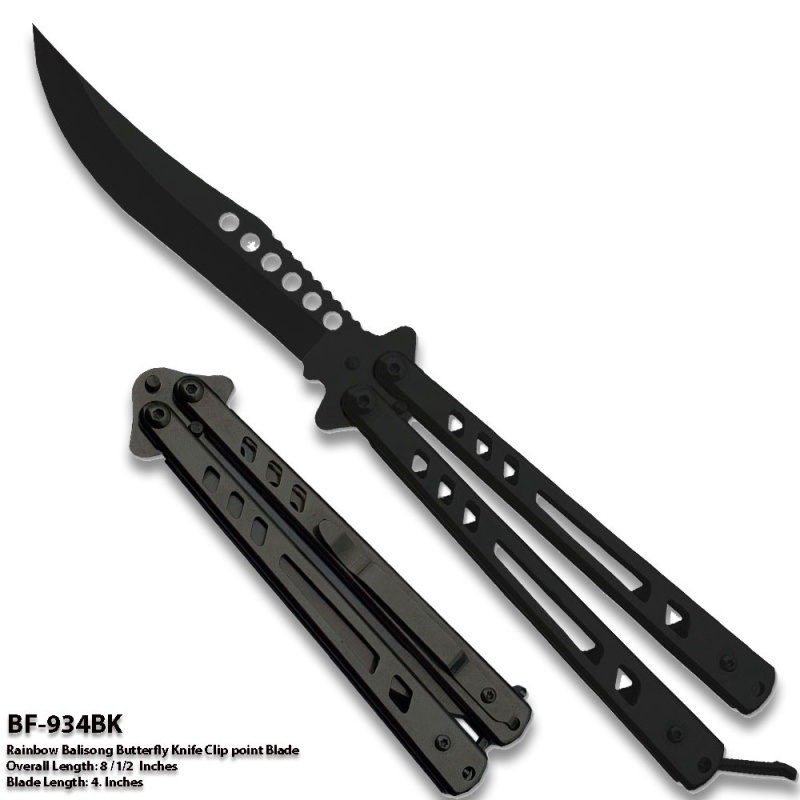 Balisong Butterfly Knife Clip Point Blade Black