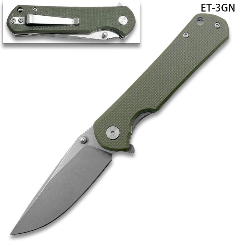G-10 Ball Bearing Opening Folding Knife Green Handle