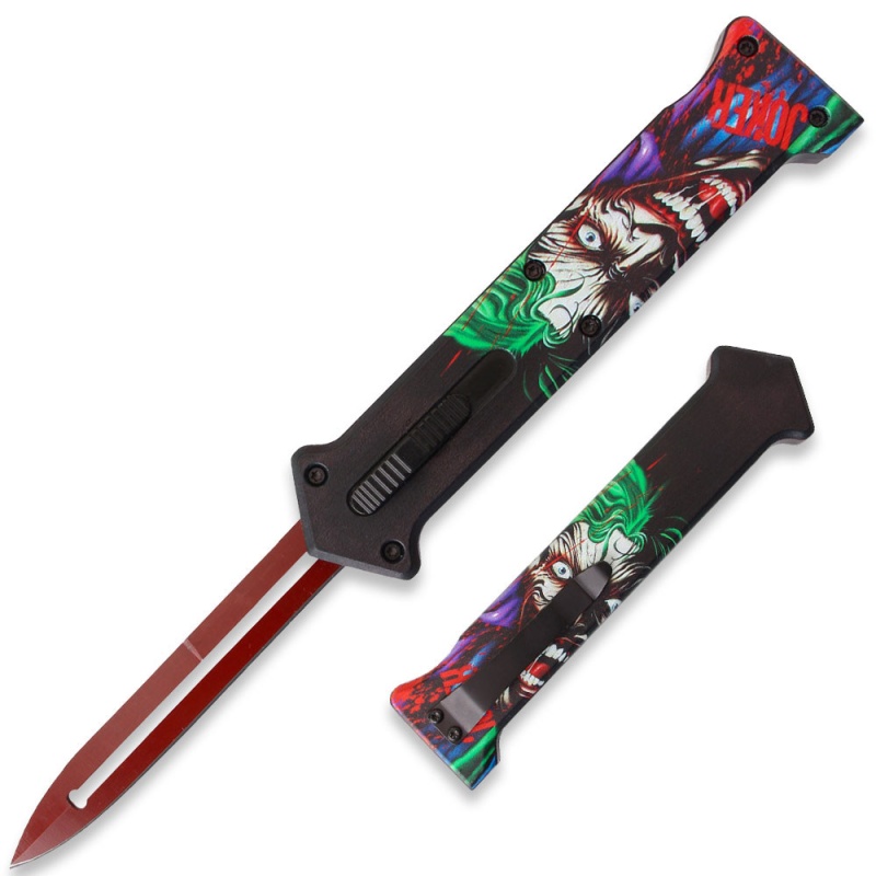 JOKER Red Single Edge OTF Knife