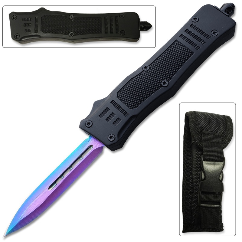 Titanium Legacy Edge Otf Knife Spear Point, Double Edged Blade