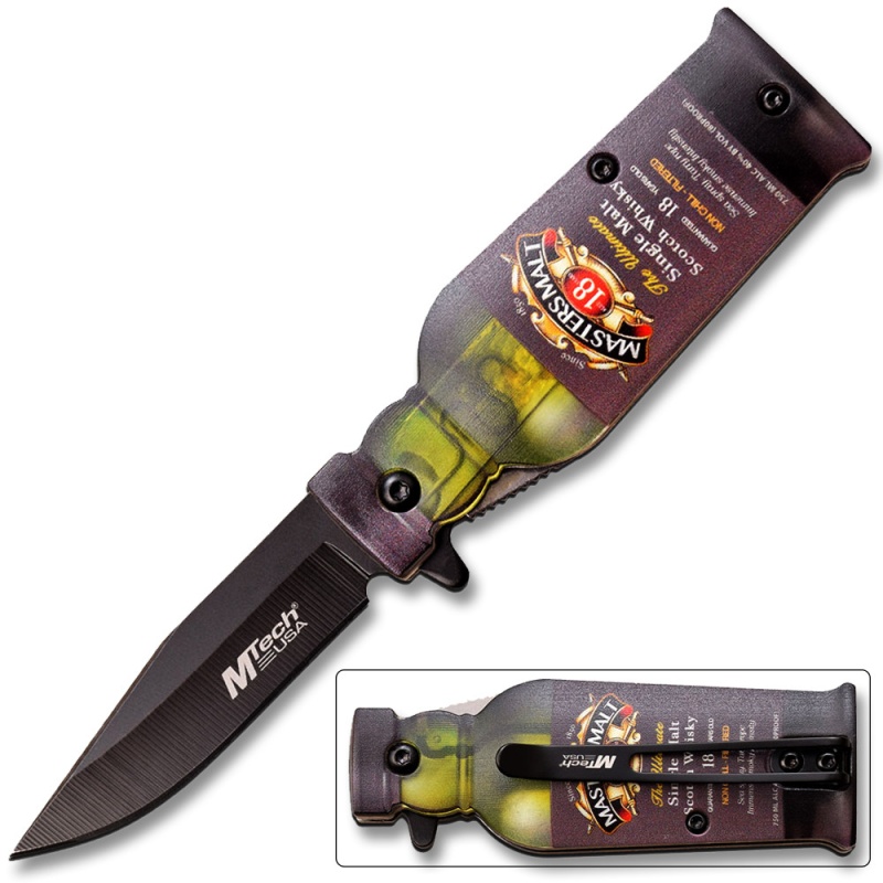 Bar Collection Masters Malt Bottle Design Spring Assisted Knife