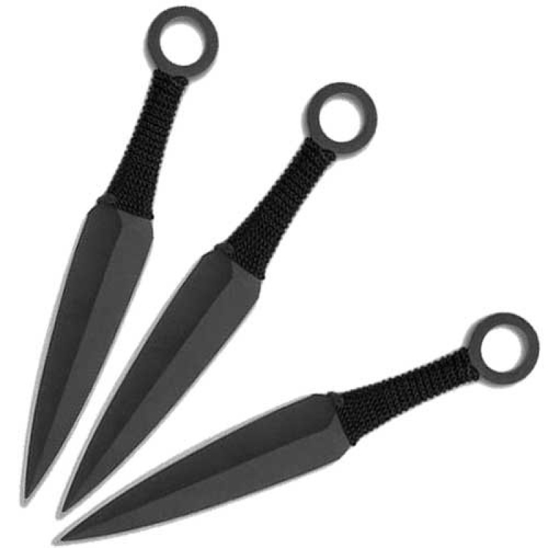 9in Set of 3 Black Ninja Throwing Knives