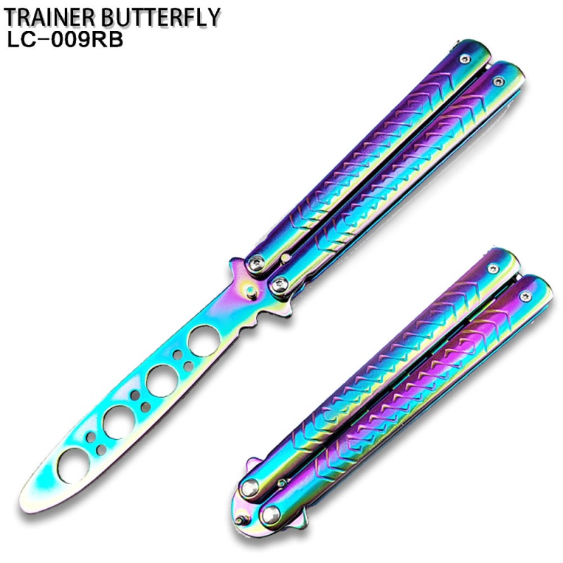 Rainbow Balisong Butterfly Knife Soft Handle Trainer For Martial Art