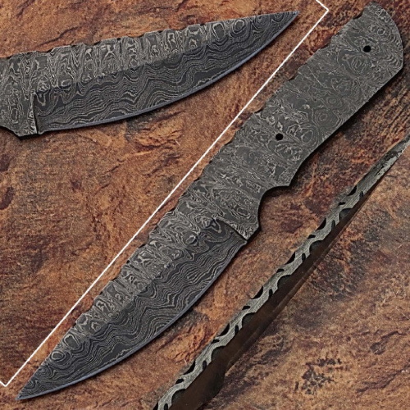 Blank Blade Damascus Eye Bird Pattern Full Tang Skinner Knife 4