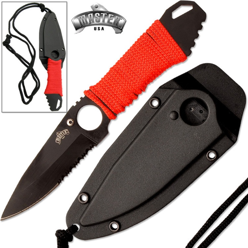 Master Usa Tactical Fixed Blade Boot/Neck Knife Edc Half-Serrate