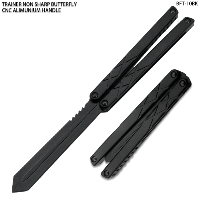 Cnc Non-Sharp Professional Smooth Handle Trainer Tool Butterfly Black Spear Blade