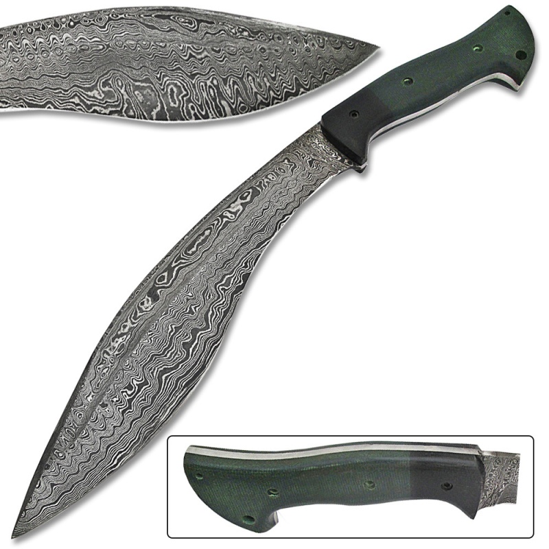1095 Hc Hand Made Damascus Steel Kukri Knife Micarta Wood Handle