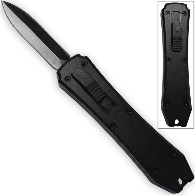 Legends Micro Otf Stiletto Blade Knife Black Out The Front