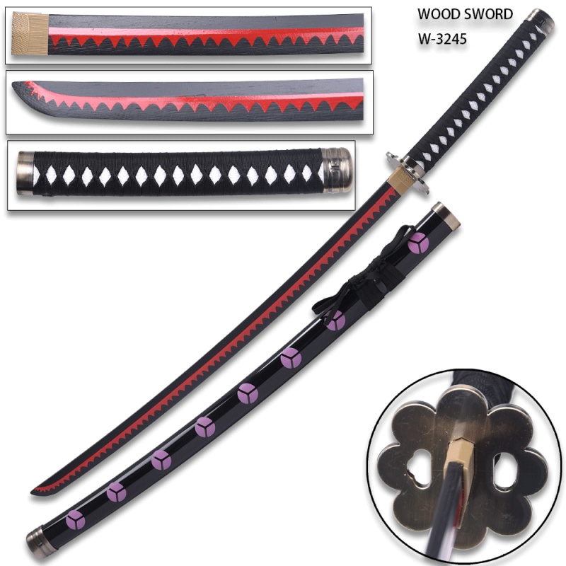 One Piece Roronoa Zoro Shusui Wood Katana with Plastic Scabbard