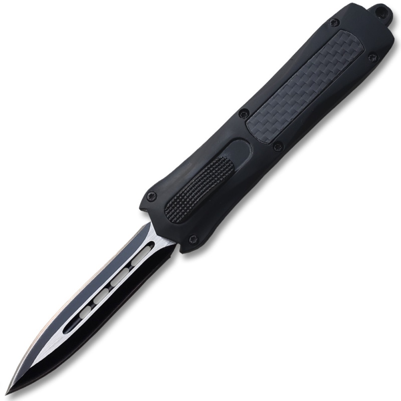 Double Edge Otf Knife Out The Front Tactical Black Carbon Fiber Handle