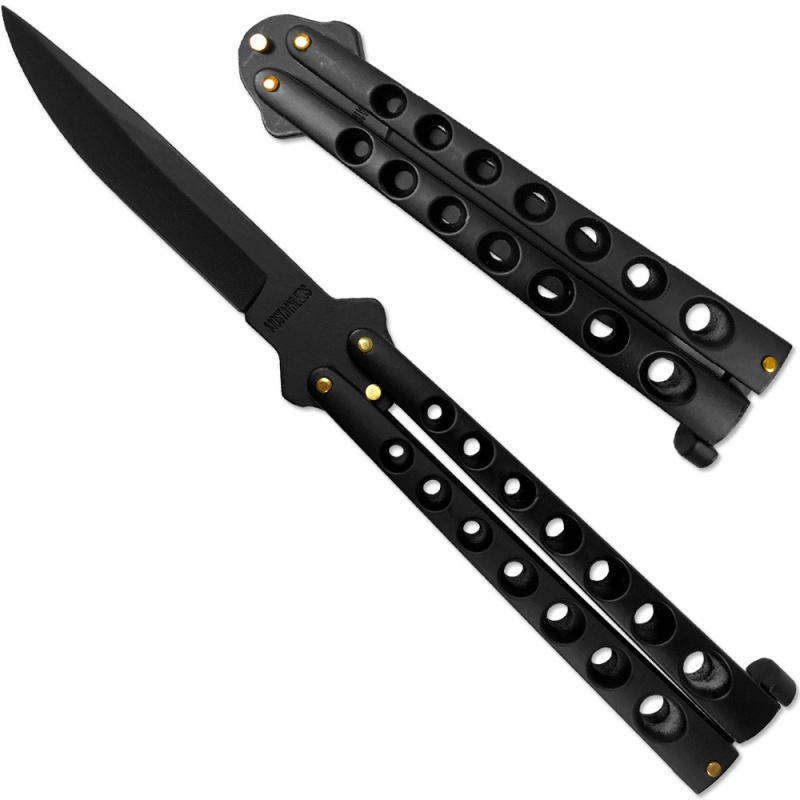 Scoundrel Alloy Balisong Butterfly Knife Black On Black Blade