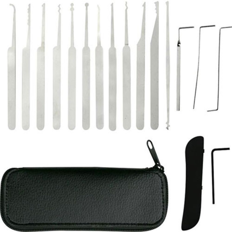 15 Piece Lockpick Set With Leather Pouch