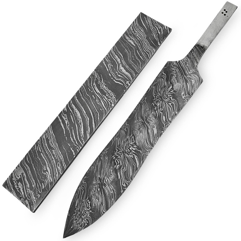 White Deer Damascus Steel Blossom Pattern Billet Forge Welded 10In X 2In X 5.5Mm Raw