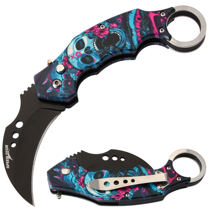 Automatic Karambit Knife 3D Printed Demon Skull Handle