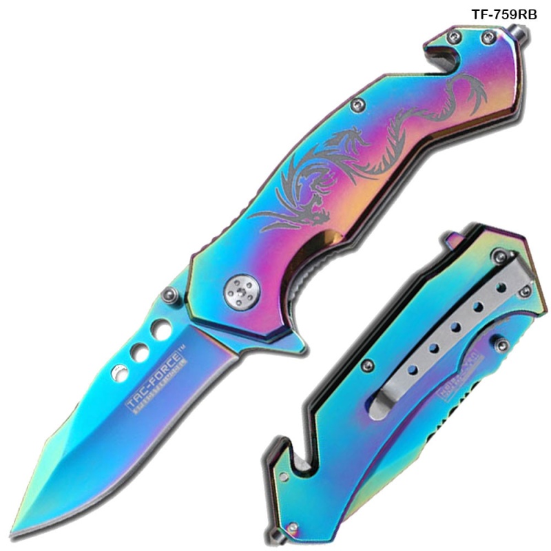 Tac Force Titanium Color Dragon Strike Spring Assisted Knife
