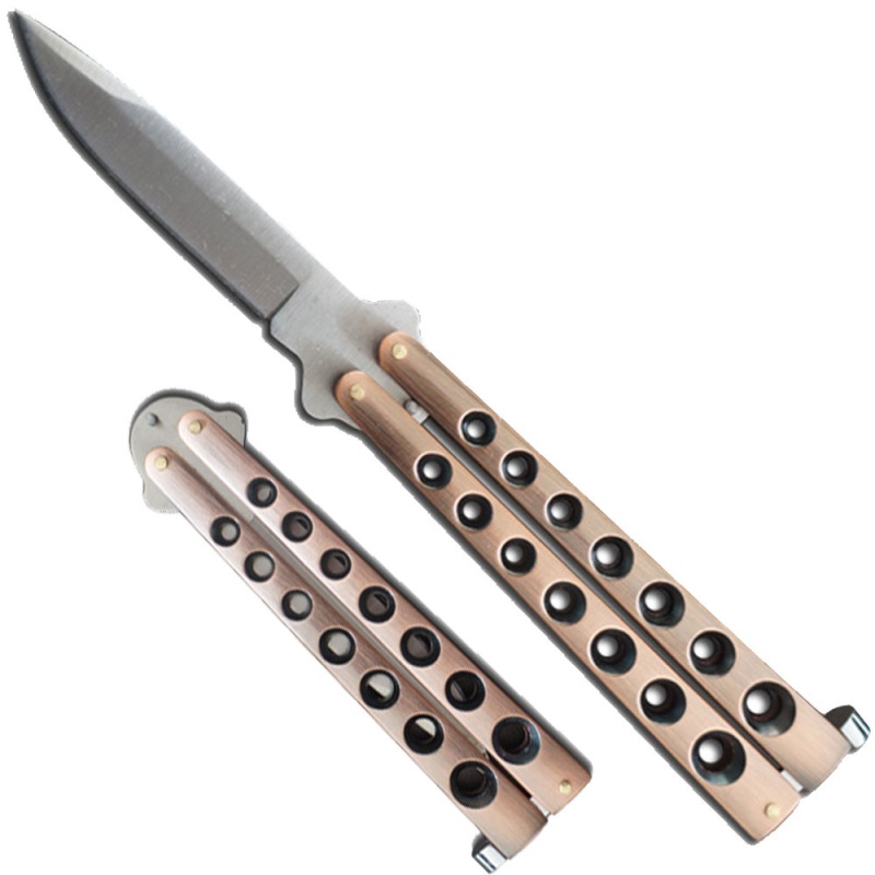 Scoundrel Alloy Balisong Butterfly Knife Copper Color Handle Sliver Blade
