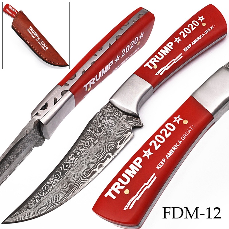 "Keep America Great" Trump 2020 Damascus Knife Stainless Steel Bolster Exclusive Item