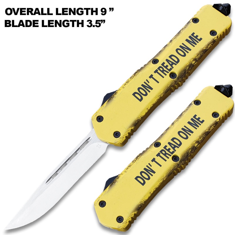 Don't Tread On Me! Drop Point Otf Knife - Clip Plain Usa