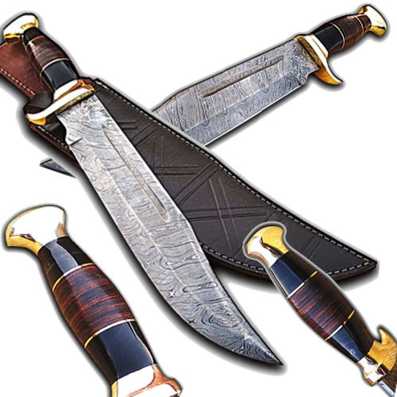 Handmade Damascus Steel Outback American Bowie Knife