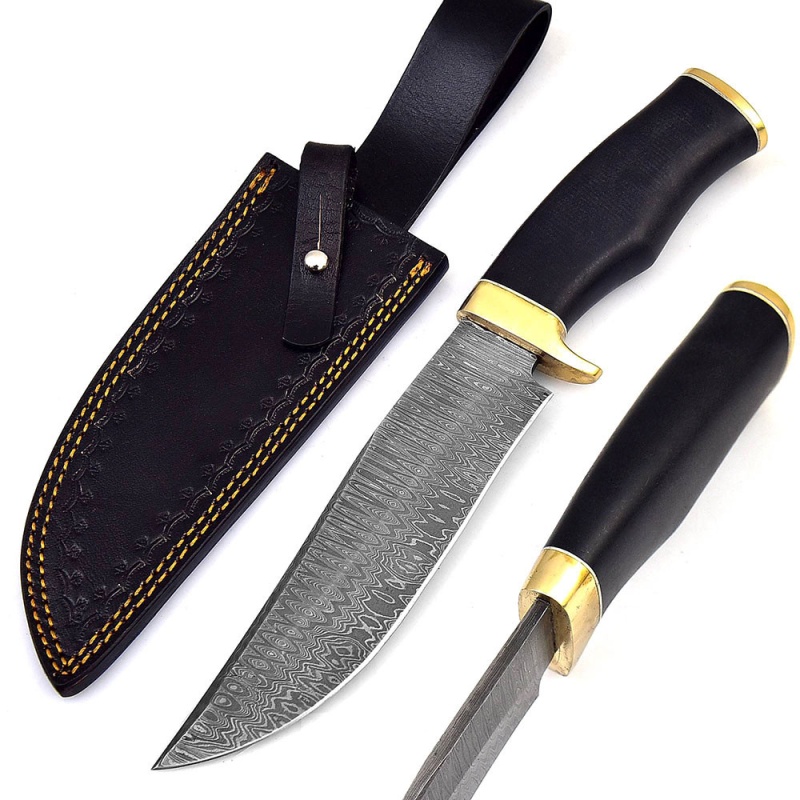 White Deer Brass Winkler Executive Damascus Full Tang Micarta Handle