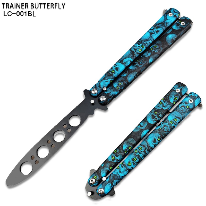 Zombie Balisong Butterfly Knife Blue Handle Trainer For Martial Art