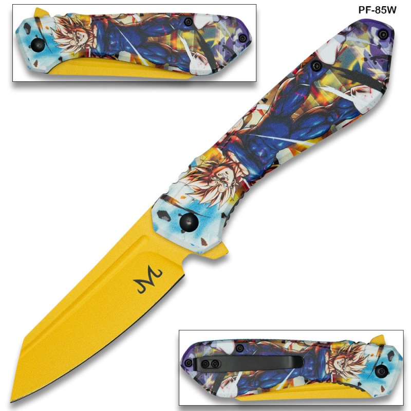 Dragon Ball Z Vegeta Saiyan Fury Graphic Tanto Folding Knife