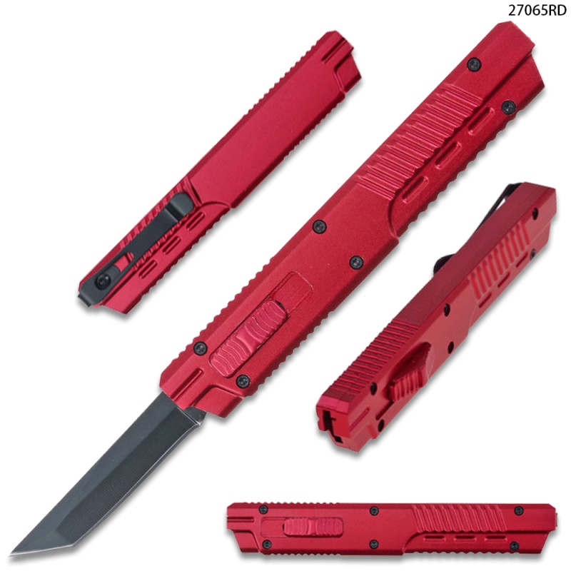 Legends Micro Otf Tanto Blade Knife Red Handle Out The Front Switch
