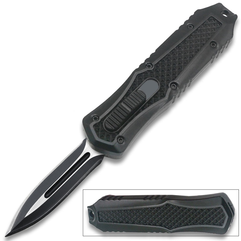 Legends Micro Black Otf Double Edge Blade Knife Out The Front