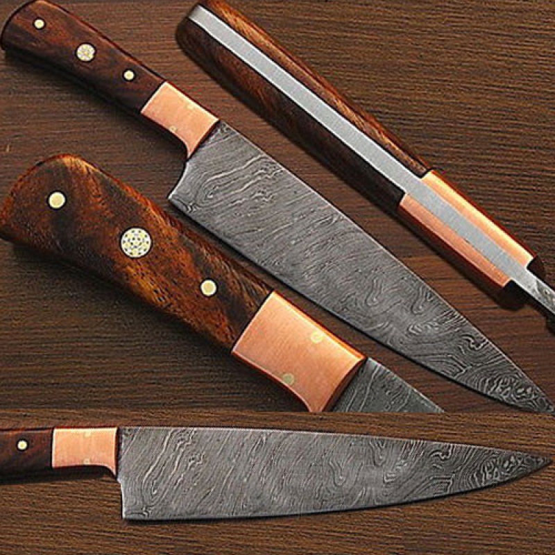 White Deer Damascus Steel Chef Knife White Coco Bola Wood Handle