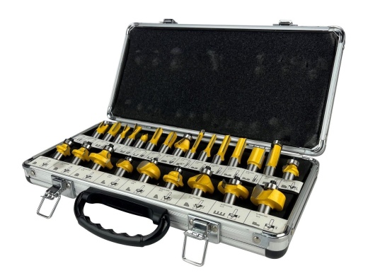 24 Piece Edm Router Bit Set - 1/2" Shank Tungsten Carbide Edges In Aluminum Case
