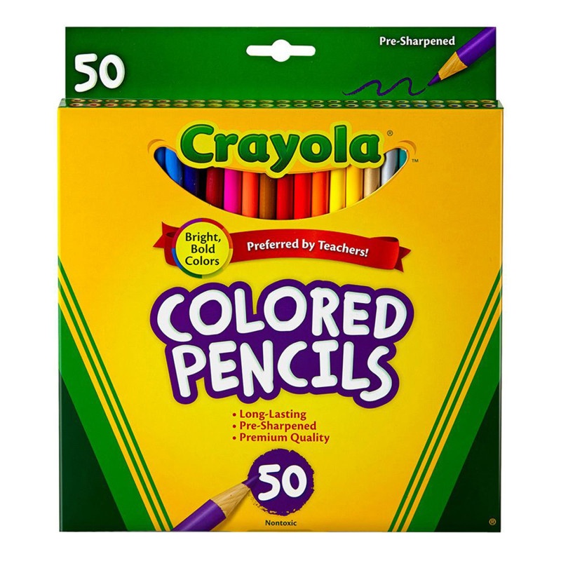 Crayola Colored Pencils 50Ct Full Length Assorted Colors Peggable