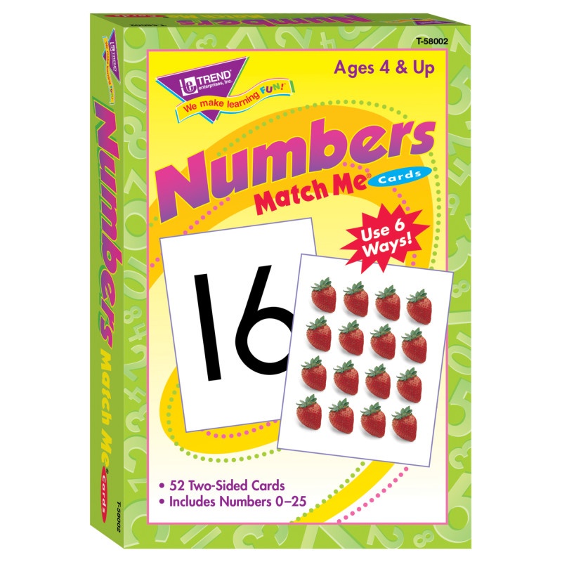 Match Me Cards Numbers 0-25 52/Box Two-Sided Cards Ages 4 & Up