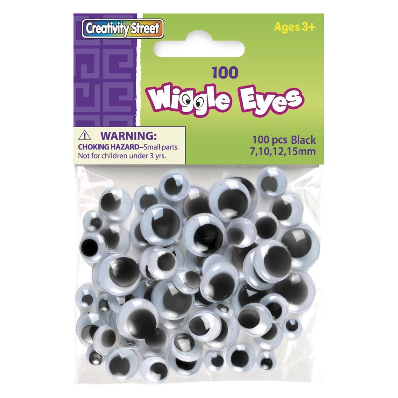 Wiggle Eyes Asst Size Black 100/Pk