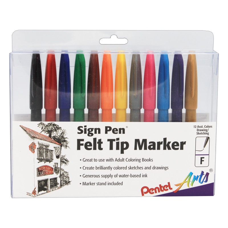 Pentel Sign Pens 12 Count Assorted