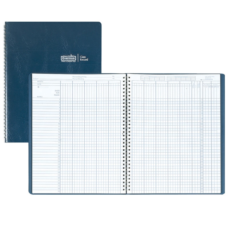 Class Record Book 9-10 Week Grading Period Blue Simulated Leather