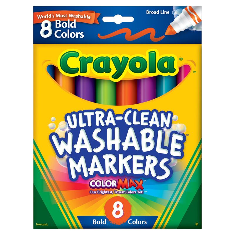 Washable Markers 8 Pk Bold Colors Broad Line