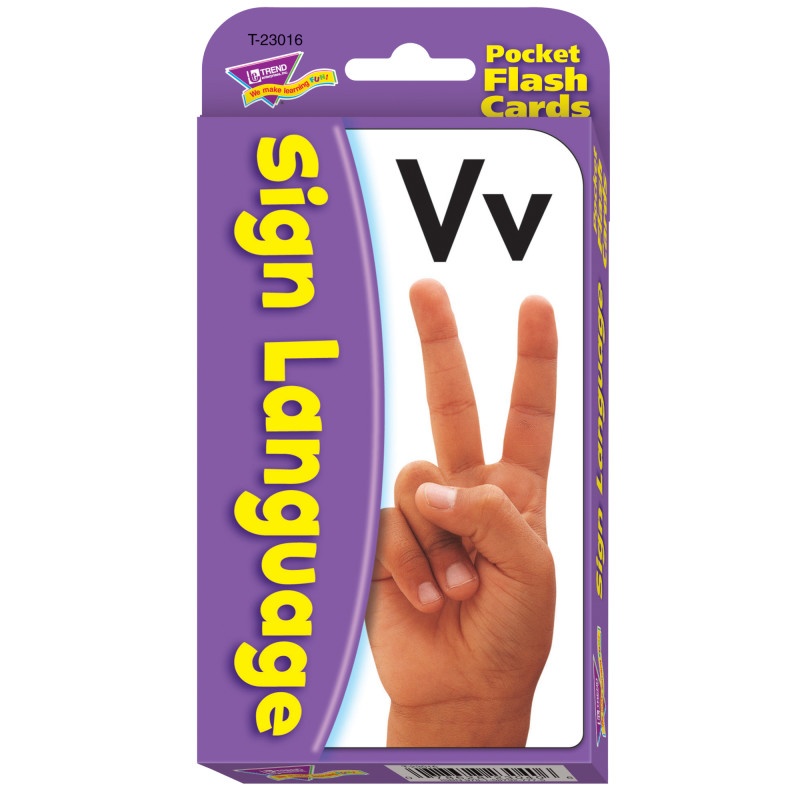 Pocket Flash Cards Sign Language 56-Pk 3X5 Two-Sided Cards