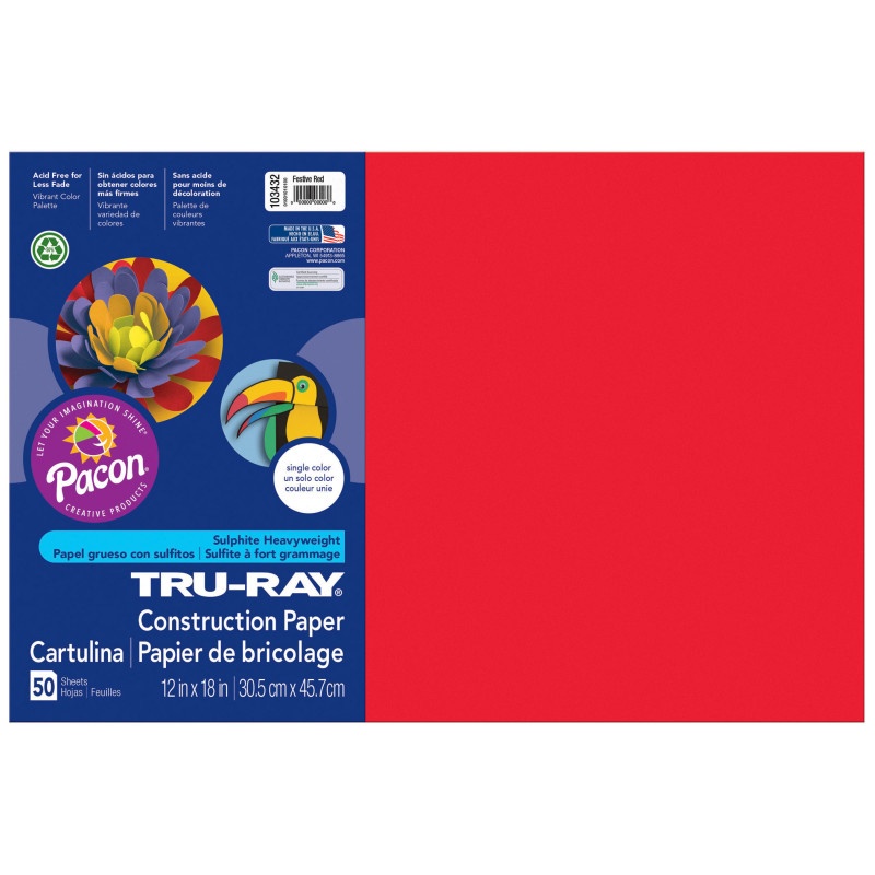 Tru Ray 12 X 18 Festive Red 50 Sht Construction Paper
