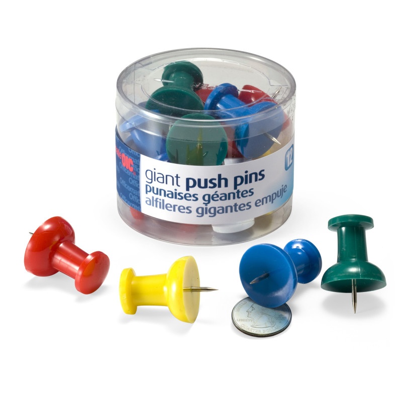 Officemate Giant Push Pins 12/Tub