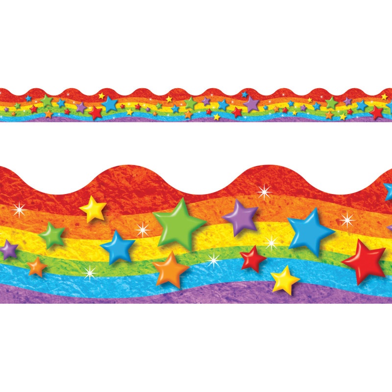 Rainbow & Stars Trimmers Scalloped Edge 12/Pk 2.25 X 39 Total