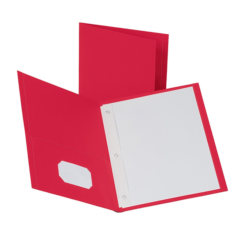 Oxford 25Ct Red Twin Pocket Folders With Fasteners