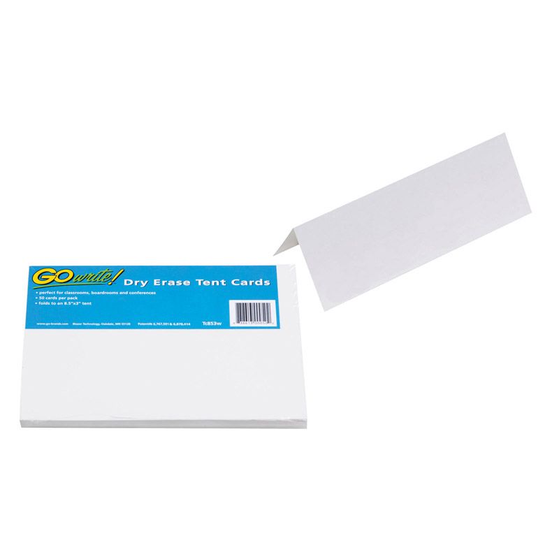 Dry Erase Tent Cards White 50 Cards Non Adhesive