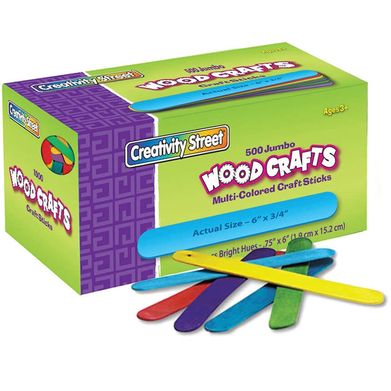 Jumbo Craft Sticks 500/Pk Bright Hues