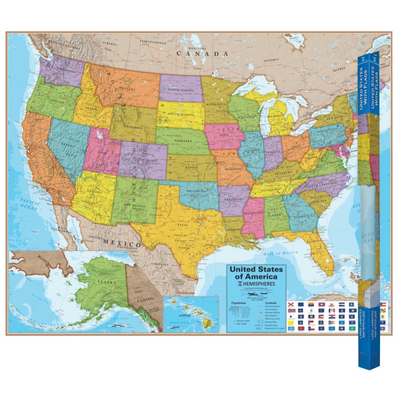 Hemispheres Laminated Map United States